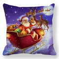 Funda de cojín navideño con Papá Noel en trineo de renos bajo una noche estrellada - Papá Noel En Trineo De Renos (Estilo-3)