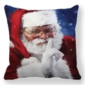 Fodera per cuscino natalizia artistica con Babbo Natale in morbido tessuto pelle di pesca - Babbo Natale Con Occhiali Rotondi Che Fa Segno Di Silenzio (Stile-8)