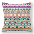 Federa per cuscino bohémien in pelle di pesca con motivi etnici su sfondo bianco - Stile Geometrico Misto Bohemien Colorato (款式-4)