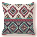 Dettaglio dei motivi geometrici bohémien sulla fodera per cuscino in tessuto pelle di pesca - Stile Geometrico Bohemien Complesso Rosso Navy (款式-10)