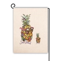 Close-up of linen garden flag with pineapple wearing sunglasses and Sun Beach text - Pineapple Sun Beach / 45*30cm