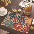 Set de table en lin bohème avec motifs géométriques sur une table à manger en bois rustique - Texture Géométrique Ethnique (Style-3) / 30x45cm