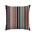 Bohemian pillow cover with vertical blue, orange, and gold stripes on woven fabric - 18x18 Inch / Multicolor Vertical Stripes (Style-2)