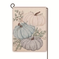 Bandiera da giardino in lino bifacciale con motivo a zucca autunnale e foglie - 45cmx30cm / Stile Zucca Colore Morandi (8)
