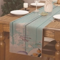 Chemin de table en lin avec motifs de plage d'été et texte hello summer sur grain de bois - 33*183cm / Grain de Bois Summer Hello (Style--9)