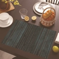 Set de table en lin bohème avec motifs vintage bleu canard sur une table en bois massif - Rayures Ethniques Verticales (Style-4) / 30x45cm