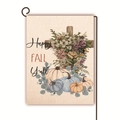 Bandiera da giardino in lino bifacciale con zucca autunnale, croce e design floreale - 45cmx30cm / Stile Croce Felice Autunno (9)