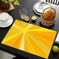 Linen placemat with Mexican sun pattern in bright yellow and orange for dining table - Yellow Radiant Sun