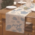 Chemin de table en lin avec motif océan bleu de coquillages et étoiles de mer sur table - 33*183cm / Coquillage Étoile de Mer Bleu (Style--1)