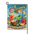 Double-sided linen garden flag featuring tropical cocktails and It's 5 O'Clock Somewhere text - Tropical Cocktail / 45*30cm