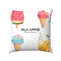 Dettaglio della federa Hello Summer con motivi ad acquerello di gelati e frutta - Collage Estivo ad Acquerello (Stile-8)