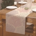 Chemin de table en lin côtier avec imprimé corail pastel sur table en bois foncé - 33*183cm / Branche de Corail Colorée (Style--2)