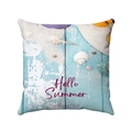 Detalle de la funda de cojín Hello Summer con motivos de conchas y gafas de sol - 45x45cm / Estilo Hello Summer (Estilo-9)