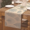 Chemin de table en lin avec motifs de corail bleu sur une table à manger en bois - 33*183cm / Motif Corail Gris Bleu (Style--3)
