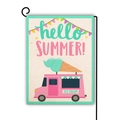 Double-sided summer garden flag with pink ice cream truck design and hello summer text - Ice Cream Truck / 45*30cm
