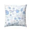 Funda de cojín cuadrada con patrones de mar azul sobre tela blanca de alta calidad - 45x45cm / Estilo Vida Marina Fondo Blanco (Estilo-1)