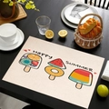 Set de table en lin avec motif glace et texte Happy Summer sur une table en bois - Happy Summer Crème Glacée (Style-2)