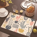 Tovaglietta in lino con stampa artistica di cactus su tavolo in legno scuro - Stile 12 / 30*45cm