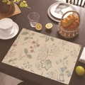 Linen placemat with vintage colorful floral pattern on a dark wood table setting - Vintage Colorful Lily floral / 30cm x 45cm