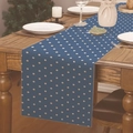 Chemin de table en lin bleu marine à pois blancs pour décoration de la maison - Bleu Foncé à Pois