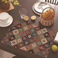 Tovaglietta in lino boho con motivi geometrici etnici rosso e blu per tavolo da pranzo - Intrecciato Retro Rosso Blu (Stile-13) / 30x45cm