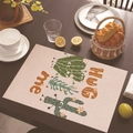 Tovaglietta in lino stile messicano con stampa cactus e scritta Free Hugs - Cactus del Fumetto Free Hugs (Stile-15)