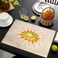 Mexican style linen placemat with yellow cartoon sun monster print for dining table decor - Sun Shape Monster