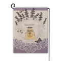 Bandiera da giardino con lavanda e farfalle su lino bifacciale con supporto metallico - Sacchetto di Lavanda e Farfalle