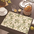Tovaglietta vintage in lino bohémien con motivi floreali verde scuro e marrone chiaro - Floreale Verde Scuro Marrone Chiaro (Stile-17) / 30x45cm