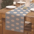 Runner da tavola blu navy con grandi pois beige per la sala da pranzo e la casa - Blu Notte a Grandi Pois Beige