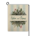Custom linen garden flag with eucalyptus pattern and Dylan and Fiona name print - Dylan and Fiona Personalized Style (Style--4)
