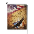 Detail of vintage linen garden flag with bald eagle, US flag and Bill of Rights design - Bill of Rights Style / 45x30cm
