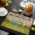 Sottopiatto in lino personalizzato con design camper retrò e venature del legno - Stile Famiglia Camper Retrò / 45*30cm