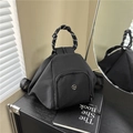 Black canvas multifunctional backpack with contrast rope handle and stylish triangular design - Black