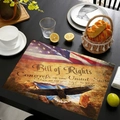 Close-up of Bill of Rights printed linen placemat with American flag and eagle design - 45*30cm / Bill of Rights Style (Style-6)