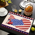 Independence Day placemat featuring gnome and flag heart design on a wooden table - Gnome and Heart Flag Style (Style-1)