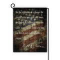 Drapeau de jardin vintage US en toile de jute avec citation et support métallique noir - Style Citation Mark Twain