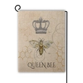 Detailed texture of rustic burlap garden flag with vintage queen bee print and hanger - Queen Bee Retro Crown (5)