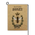 Detail of wildflower honey garden flag with vintage bee design and burlap texture - Wildflower Honey Style (8)