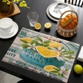Sottopiatto in lino con motivo vintage al limone e testo Farmers Market per cucina - Mercato dei Contadini Vintage Limone (Stile-10)