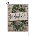 Double-sided linen garden flag with eucalyptus leaves and live laugh love text - Live Laugh Love Style (Style--9)