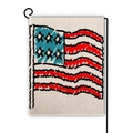 Bandiera da giardino artistica USA su supporto in metallo nero per decoro esterno feste - Stile Bandiera Graffiti Fatta a Mano (3) / 45*30cm