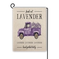 Bandiera da giardino con lavanda double face e camion vintage su tessuto di lino - Camion Viola Vintage