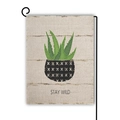 Garden flag with green cactus pattern and STAY WILD text on beige burlap background - Cactus Stay Wild (1)