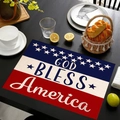 American Independence Day linen placemat with God Bless America stars and stripes - God Bless America Lettering Style (Style-2)