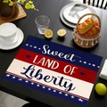 Linen placemat with Sweet Land of Liberty print and stars for 4th of July decor - Sweet Land of Liberty Lettering Style (Style-3)
