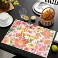 Zomerse placemat met bloemenpatronen en tekst hello summer op zwarte tafel - 45x30cm / Aquarel Bloemen Hello Summer (Stijl-9)