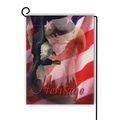 Heritage US Independence Day garden flag with bald eagle design and metal stand - Heritage Eagle Style / 45x30cm