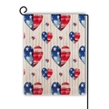 Bandiera da giardino Independence Day con cuori a stelle e strisce su iuta grezza - Stile Serie di Cuori (9) / 45*30cm