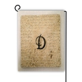 Vintage garden flag with letter D pattern and black metal stand for outdoor decor - Style D / 45*30cm